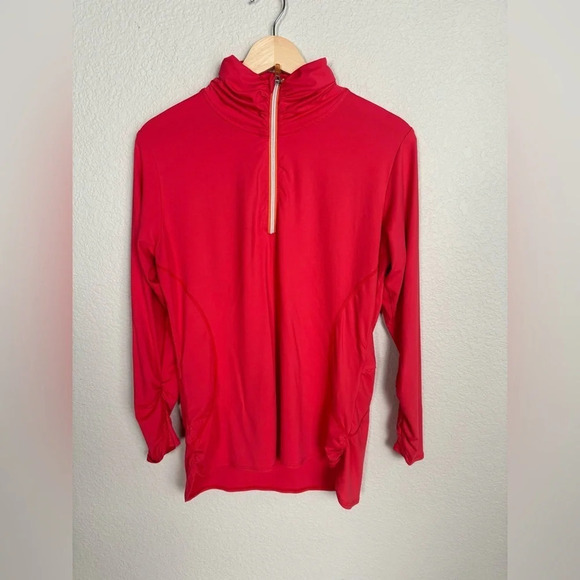 Title Nine Size Large Quarter Zip Pullover Top Coral Long Sleeve Athletic - Picture 1 of 11